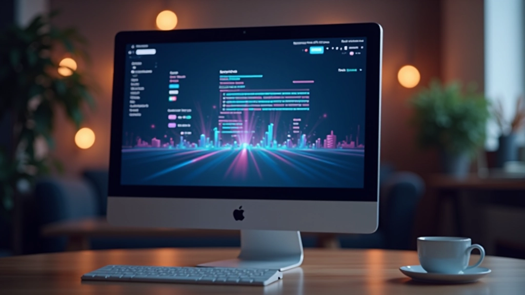 Écran d'ordinateur affichant une animation fluide avec des transitions de couleurs lisses et des effets de mouvement subtils sur les éléments d'interface
